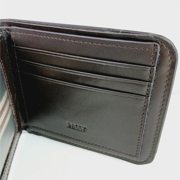 Bally Men's Smooth Brown Leather Bi-Fold Wallet - Picture 4 of 9